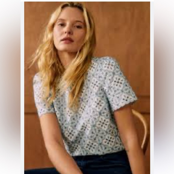 Sezane Tops - Sezane Blue Floral Patterned Women's Top